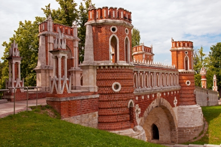 Figurny Bridge in Tsaritsyno Park in Moscowの写真素材