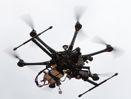 Remote control helicopter with cameraの写真素材