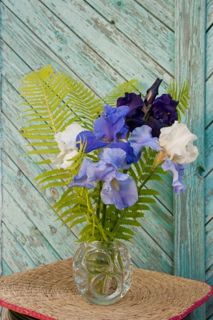 still life with irisesの写真素材