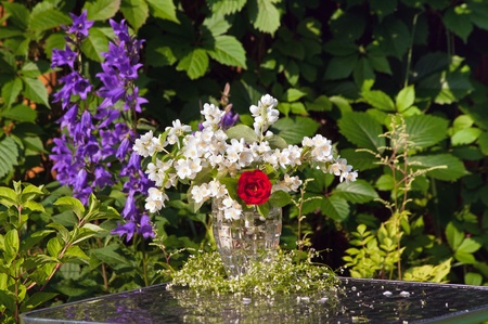 jasmin and rose bouquet still lifeの写真素材