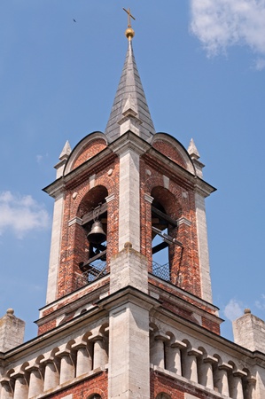 Bell tower of the church of the configuration, xvi century in willage Island, Moscow region の写真素材