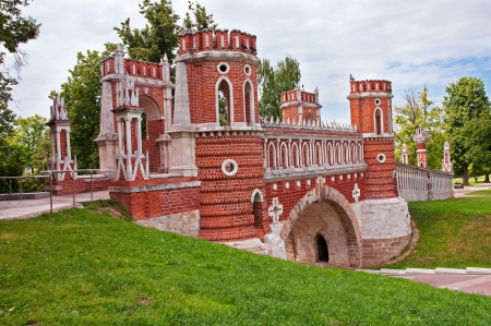 Figurny Bridge in Tsaritsyno Park in Moscowの写真素材