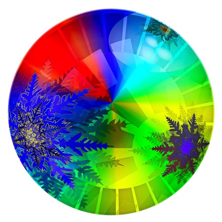 Design element new year multicolor circle with snowflakes isolated on white illustrationの写真素材