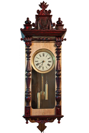 antique clock isolated on whiteの写真素材