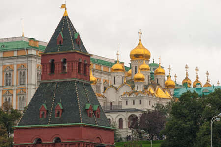 Moscow Kremlin tower and cathedral of the Annunciationの写真素材