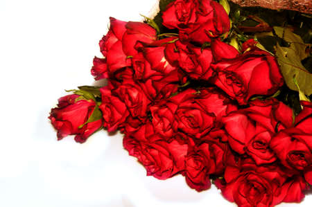 red roses bouquet isolated on the white backgroundの写真素材
