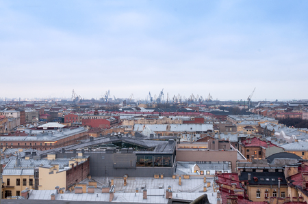 St Petersburg view from the roof on the town and dockの写真素材