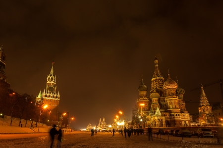 Red Square Moscow at winter nightの写真素材