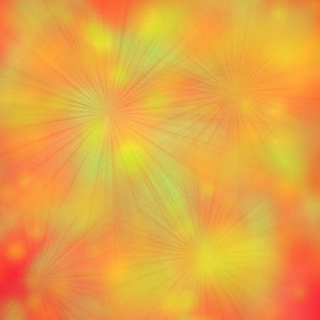 abstract spots and rays holiday background illustration in yellow, orange and red colorsの写真素材