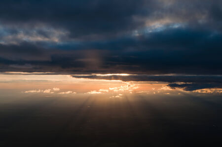 dramatic sunset sky aerial view の写真素材