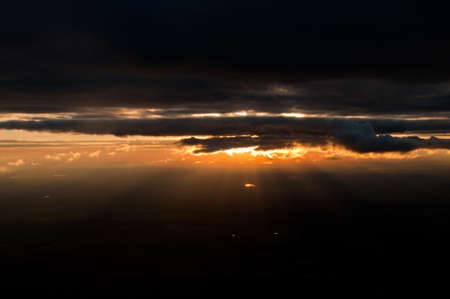 dramatic sunset sky aerial view の写真素材