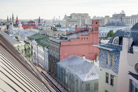 View of the building from the roof of Moscow in cloudy weather during the dayの写真素材