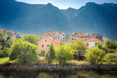 landscape of small mountain toun Risan, Montenegro