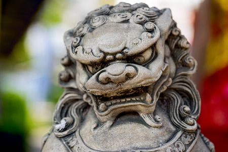 Stone White Lion statue, Thailandの写真素材
