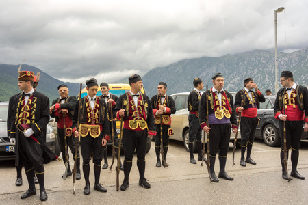 Perast, Montenegro - May 15, 2016: Shooting the Kokot (rooster) celebration. Celebrates the...
