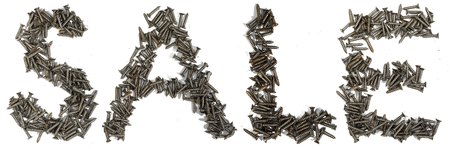 Word sale written with Stainless Self-Tapping Screw on white background. Conceptual photo.