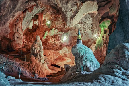 beautiful cave with stalactites and stalagmitesの写真素材