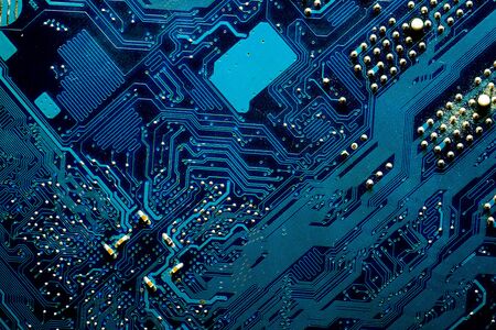 Blue digital circuits abstract background