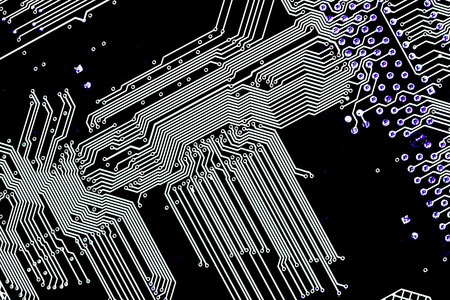silhouettes of a computer motherboard circuitの写真素材