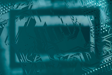 Blue circuit board rectangular double frame border. Copy space for your text in the middle....