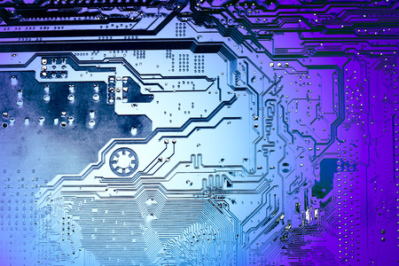 Circuit board. Electronic computer hardware technology. Motherboard digital chip. Tech science...