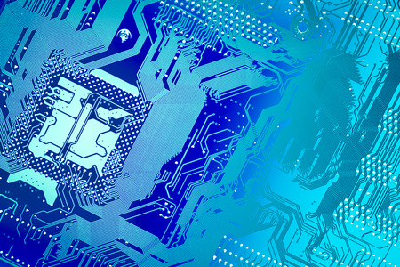Motherboard digital chip. Circuit board. Electronic computer hardware technology.