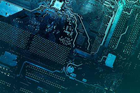 Motherboard digital chip. Circuit board. Electronic computer hardware technology.の写真素材