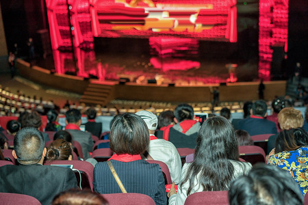 rear view of the audience in a conference hallの写真素材