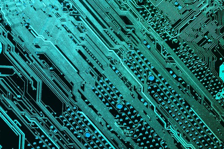 Dark background of the silhouette of the computer motherboard for the design of the company's IT site. Circuit board. Electronic computer hardware technology. Motherboard digital chip. Diagonal lines.の写真素材