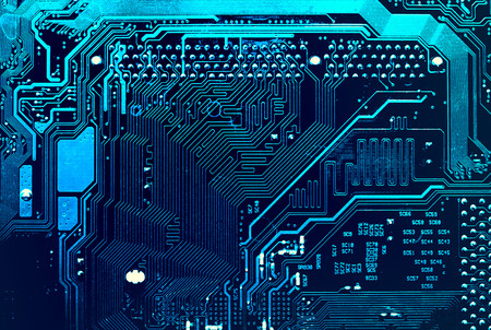 Dark background of the silhouette of the computer motherboard for the design of the company's IT site. Circuit board. Electronic computer hardware technology. Motherboard digital chip.の写真素材