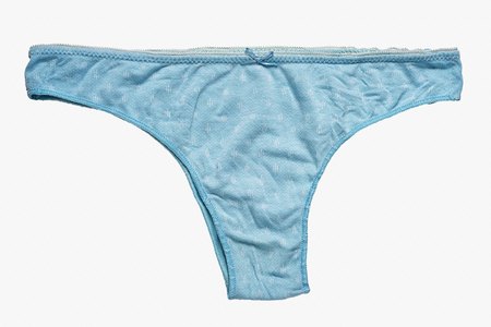 blue cotton woman knickers isolated on white background, front viewの写真素材