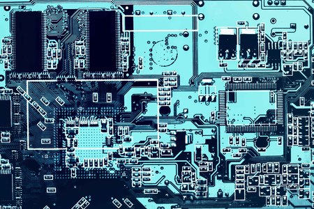 Dark background of the silhouette of the computer motherboard for the design of the company's IT...