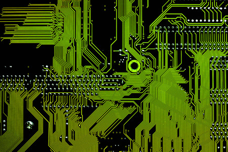 Circuit board. Electronic computer hardware technology. Motherboard digital chip. Tech science background. Integrated communication processor. Information engineering component.の写真素材