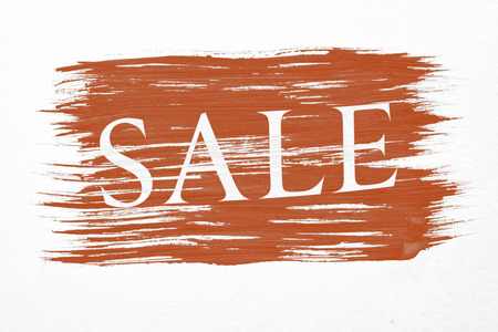 Art brush watercolor painting of red flag  with white word sale blown in the wind.の写真素材