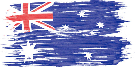 Art brush watercolor painting of Australian flag blown in the wind isolated on white background.のイラスト素材