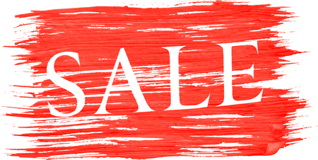 Art brush watercolor painting of red with white word sale blown in the wind.のイラスト素材