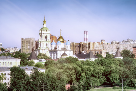 Novospassky Monastery or the New Monastery of the Savory, Moscow, Russia. View from the roof.の写真素材