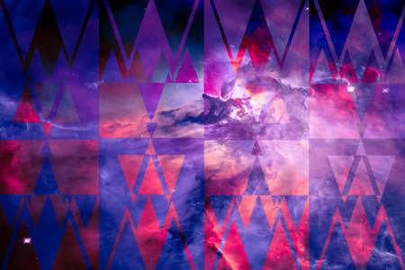 Universe nebula galaxy and the sacred geometry collage abstract outer space.の写真素材
