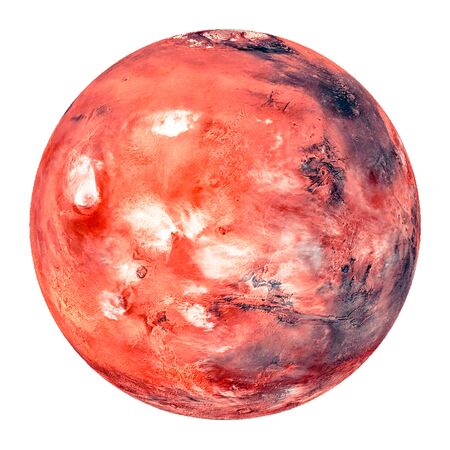 The red planet Mars, part of the solar system isolated on white background.の写真素材