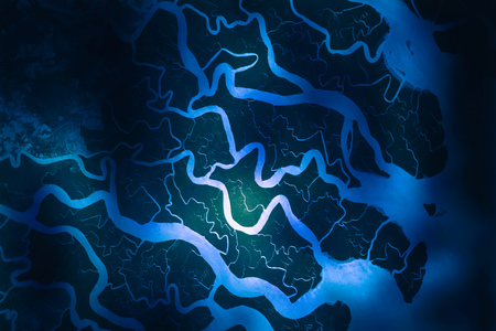 Ganges River delta. Satellite view.の写真素材