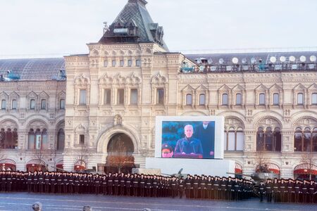 Moscow, Russia - November 7, 2018: Parade dedicated to November 7, 1941 on Red Square in Moscow....