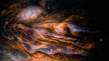 Landscape  of fantasy alien galaxy nebula with glowing clouds and stars.の写真素材