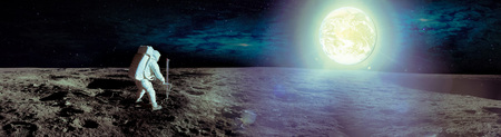 Astronaut landing on moon.