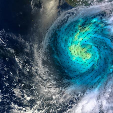 Hurricane with added wind speed direction scheem.の写真素材