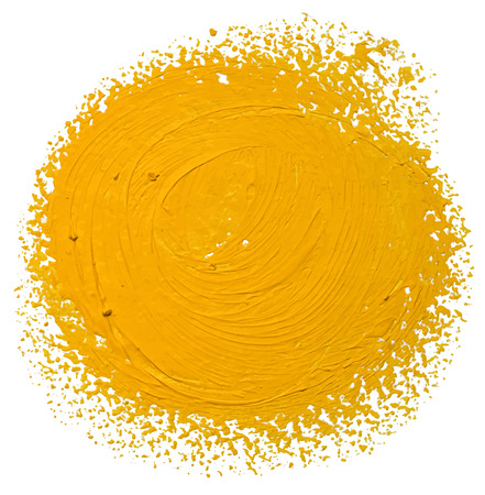 Ochre round strokes of the hand drawn paint brush isolated on a whiteのイラスト素材
