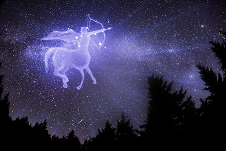 Sagittarius zodiac sign. Archer centaur shoots a bow