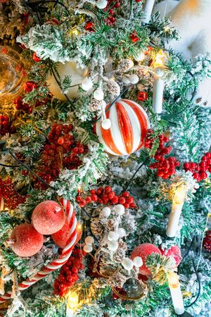 Beautiful decorated Christmas tree closeup.の写真素材