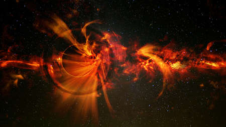 Somewhere in the universe, space landscape. Curvature of space-time.の写真素材