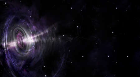 Black hole over star field in outer space, abstract space wallpaper with copy space.