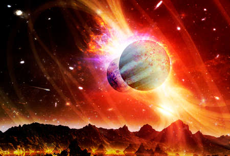 Fantasy landscape of alien planet. Sci-fi wallpaper.の写真素材
